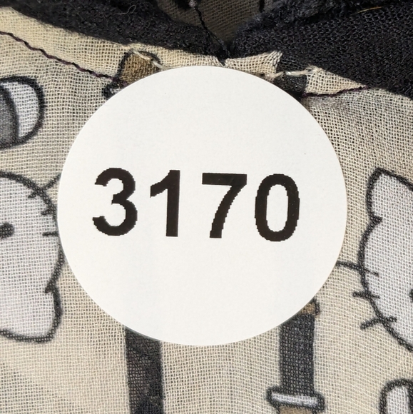 VTG SANRIO HELLO KITTY Print Blouse XL Sleeveless Lace Collar Sheer Tan Top - Picture 3 of 12